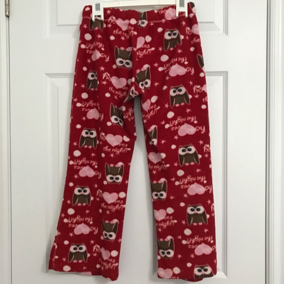 LA SENZA Girl Pajama Bottoms Owl Heart Red Pink White Brown - Picture 3 of 10